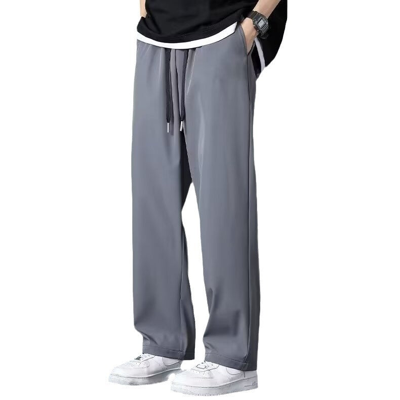 Ice Silk Men's Summer Thin High Street Drooping Straight Wide Leg Pants
