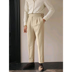 British Retro Business Casual Paris Buckle Suit Pants Men