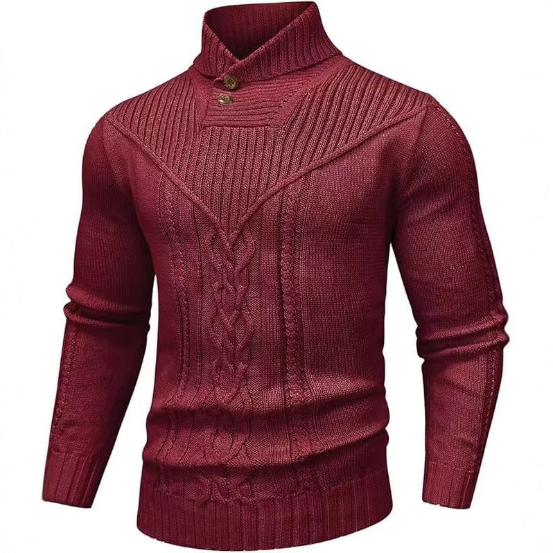 Stand Collar Classic Twisted Pullover Sweater