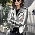 Women's Short Women's Leather Jacket Coat Jacket Pu