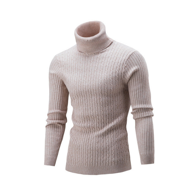 Men's Turtleneck Solid Color Twisted Sweater