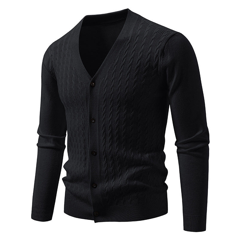 Men's Brocade Sweater Korean Style Trendy Casual Loose And Handsome V-neck Knitted Cardigan Coat