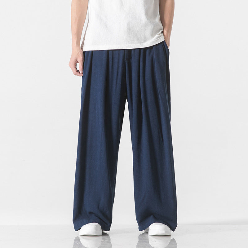 Linen Pants Men's Straight Casual Trousers