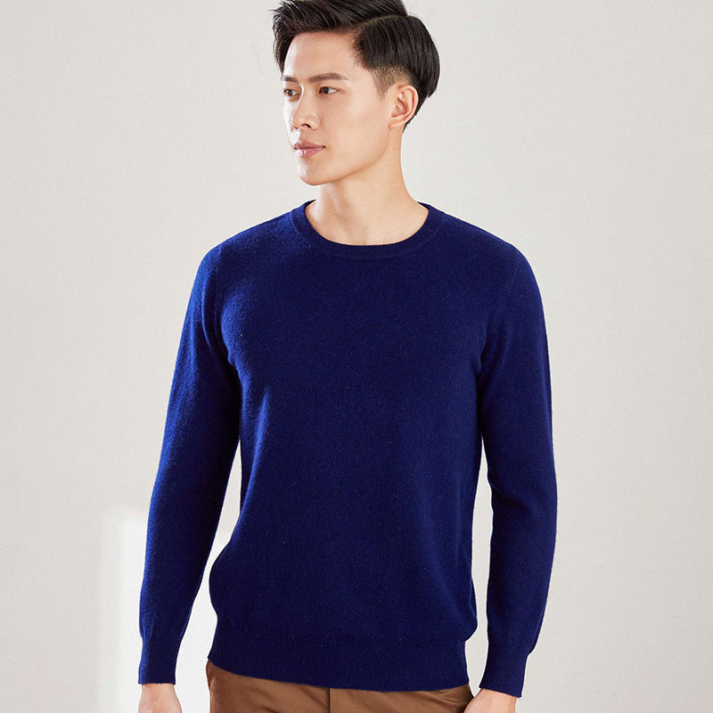 Men's Solid Color Round Neck V-neck Wool Sweater Knitted