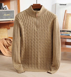 Men's Woolen Half Zipper Thick Casual Long-sleeved Sweater