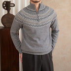 Wool Slim Fit Stand Collar Embroidery Warm Fashion Vintage Sweater