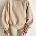 New Round Neck Stitching Long-sleeved Pure Sweater For Women