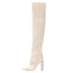 Women's Matte Over The Knee Thick Heel High-heeled Pleated Boots