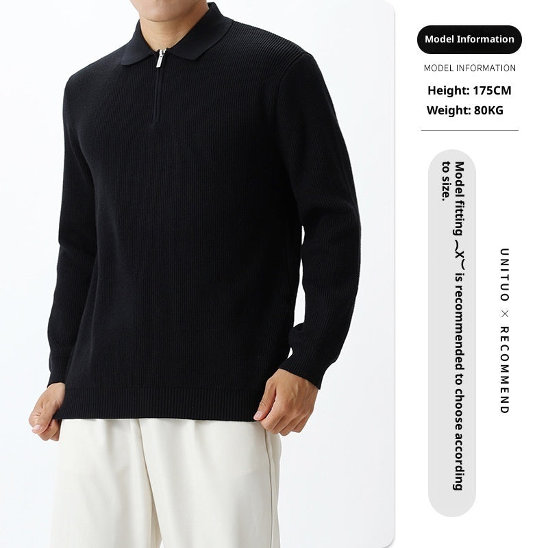 Light Luxury Men's Lapel Zipper Knitted