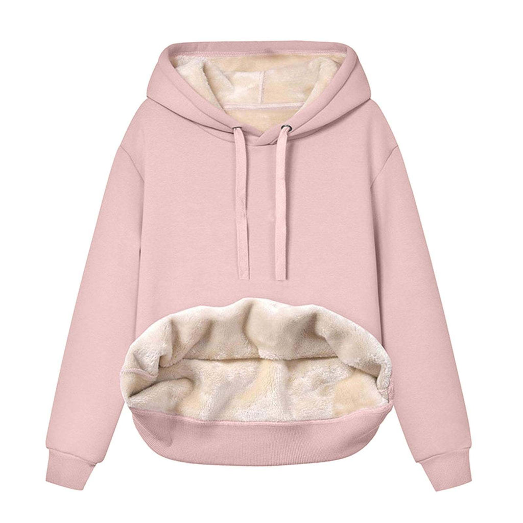 Solid Color Hooded Drawstring Sweatshirt