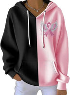 Striped Fabric Digital Printed Hooded Long Sleeve Women's Sweater