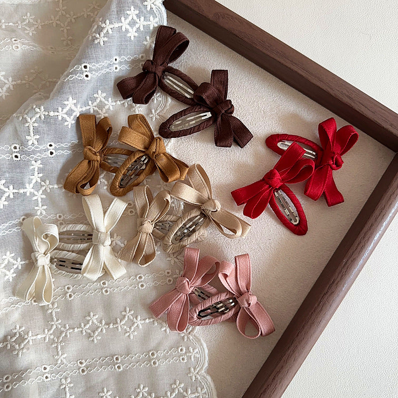 New Autumn And Winter Deciduous Color Series Cotton Tape Bow Hair Accessories