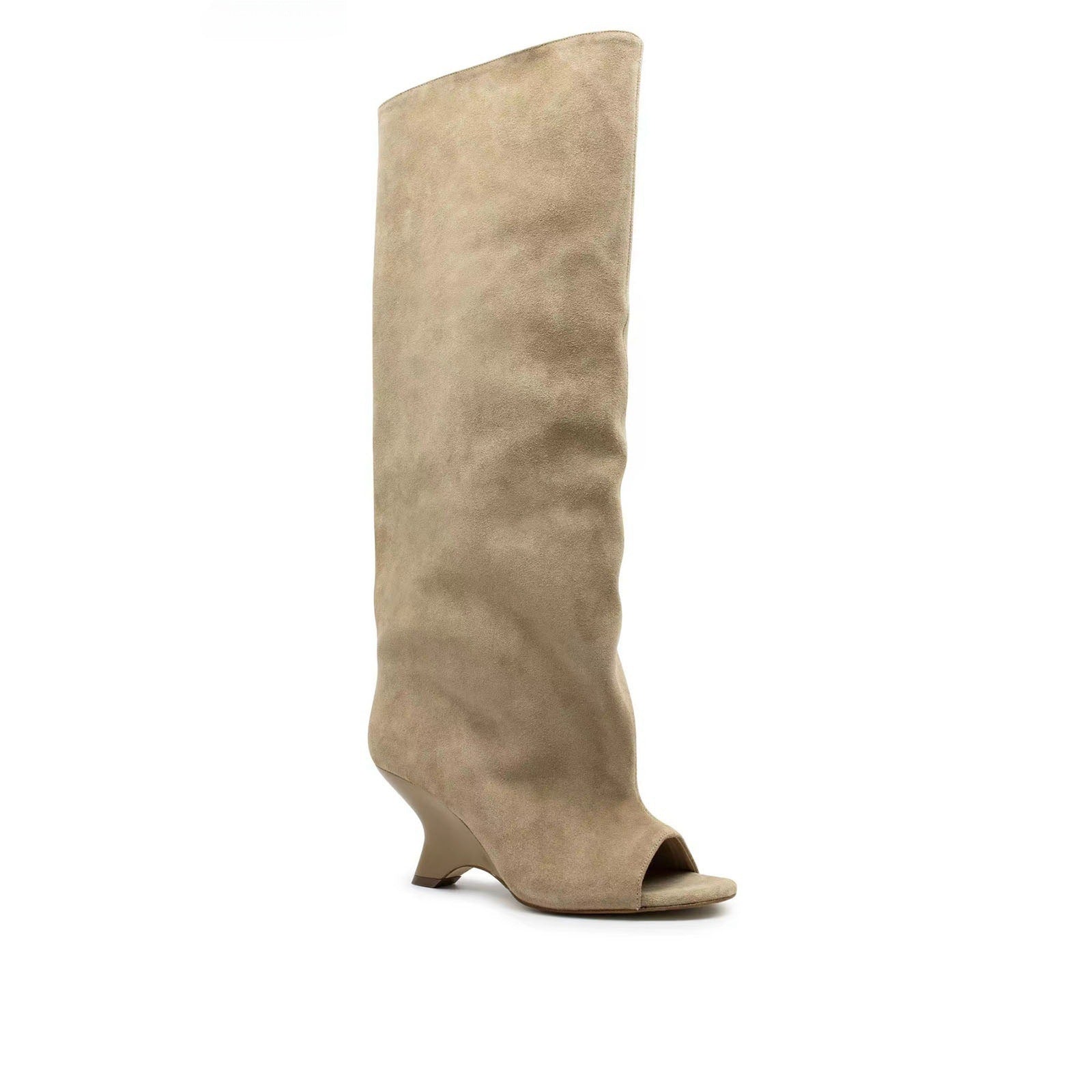 Women's Peep Toe Wedge Suede High Heel Party Banquet Sandal Boots