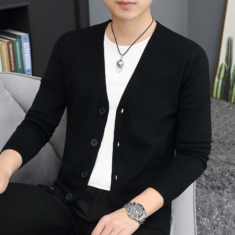 Thin Trendy Casual Outdoor Cotton Knitwear Black Sweater