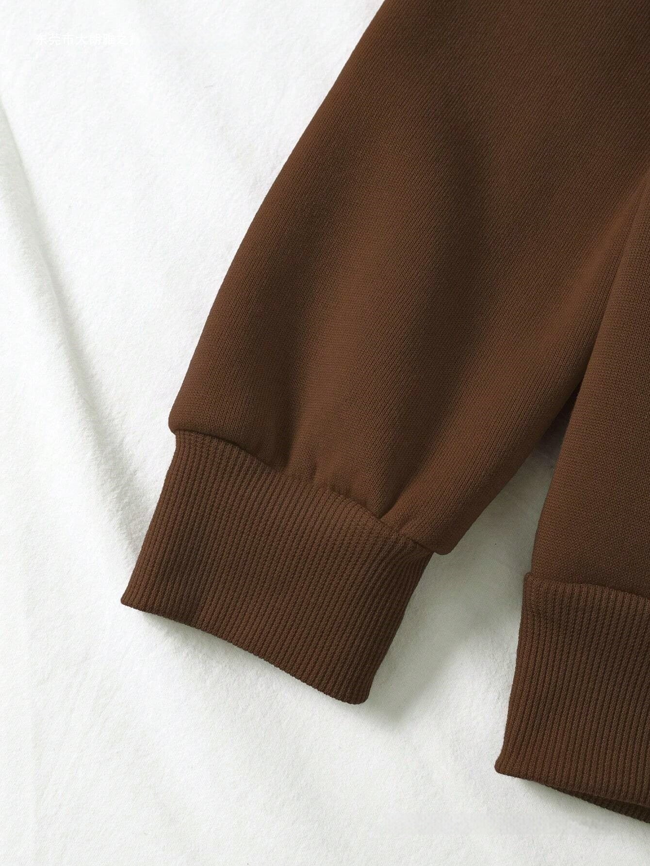 Women's Print Thermal Lined Crew Neck Loose Pullover Long Sl