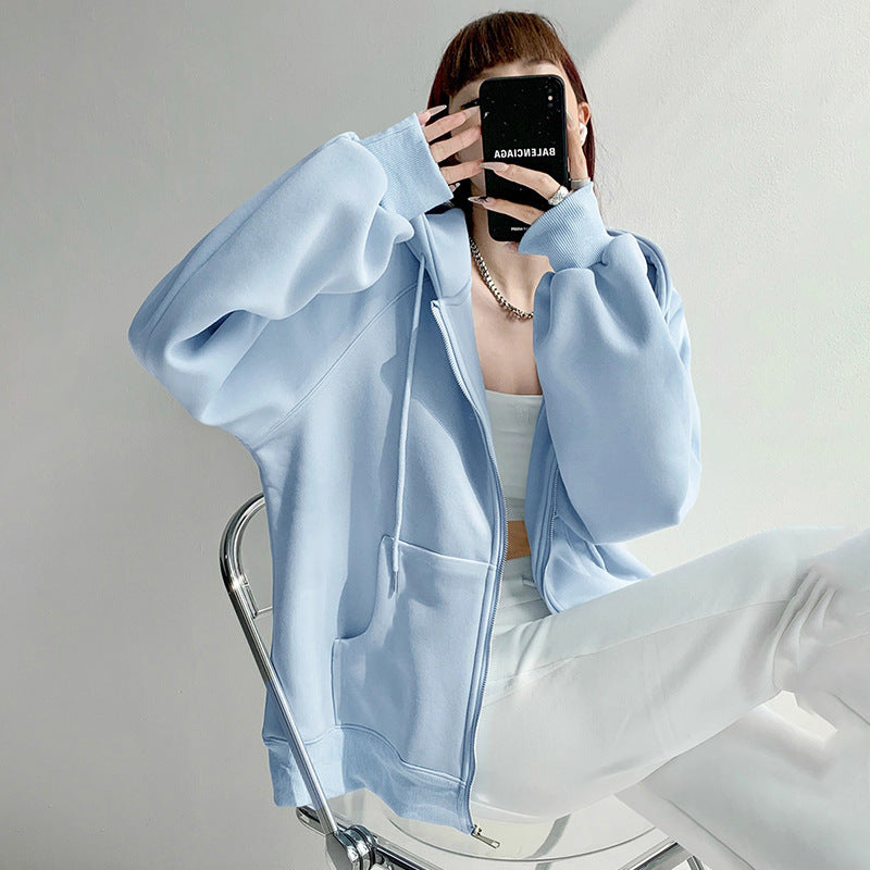 Women's Hooded Cardigan Loose-fitting Casual Pullover Coat