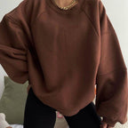 New Round Neck Stitching Long-sleeved Pure Sweater For Women