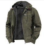 Winter Hooded Coat With Pockets Fashion Warm Fleece Zip-up Jacket Casual Outwear Men's Clothing