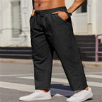 Men's Linen Solid Color Casual Elastic Waist Outdoor Daily Breathable Tube Pants
