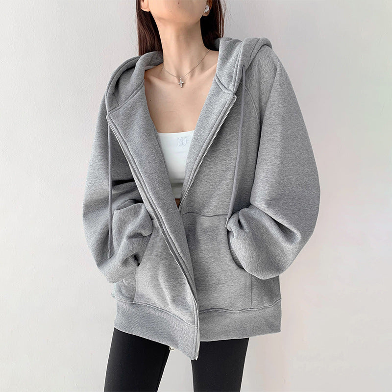 Women's Hooded Cardigan Loose-fitting Casual Pullover Coat