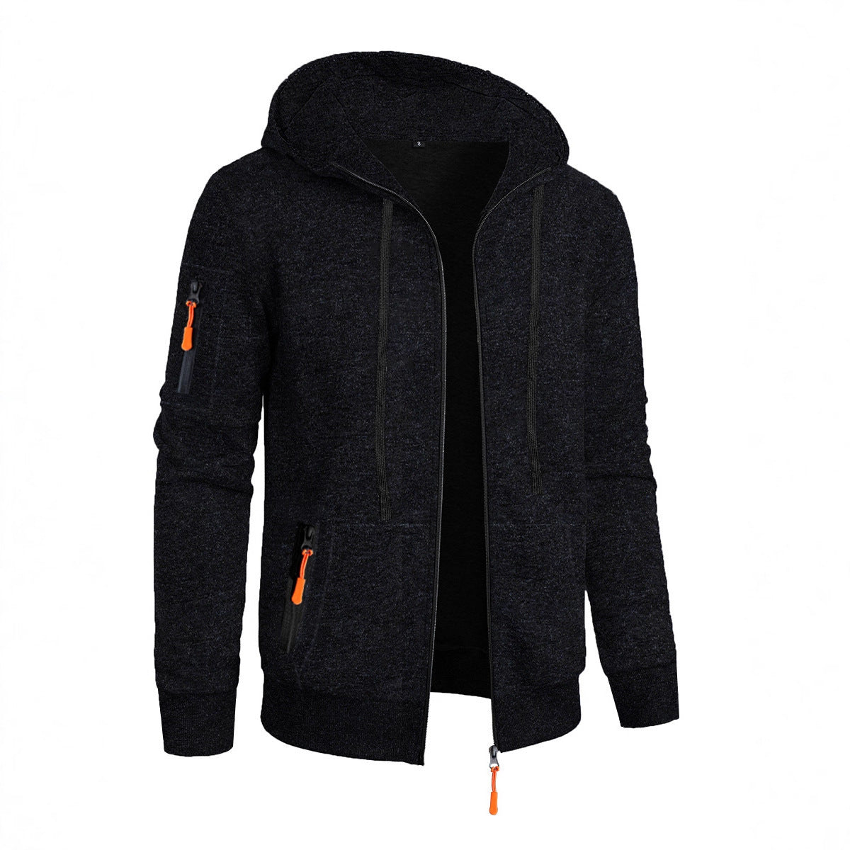 Men's Sports Fitness Casual Jacquard Sweater Hooded Coat