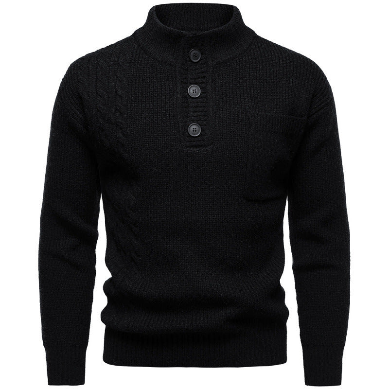Men's Fashion British Henry Stand Collar Sweater