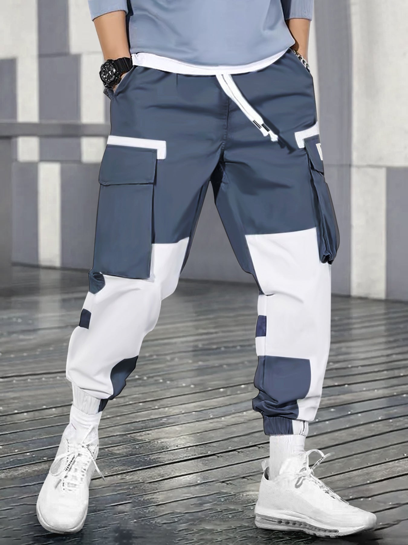 Men's Summer American Trendy Brand Multi-pocket Drawstring Casual Pants