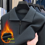 Men's Lapel Zipper Sweater Thickened Middle-aged Leisure
