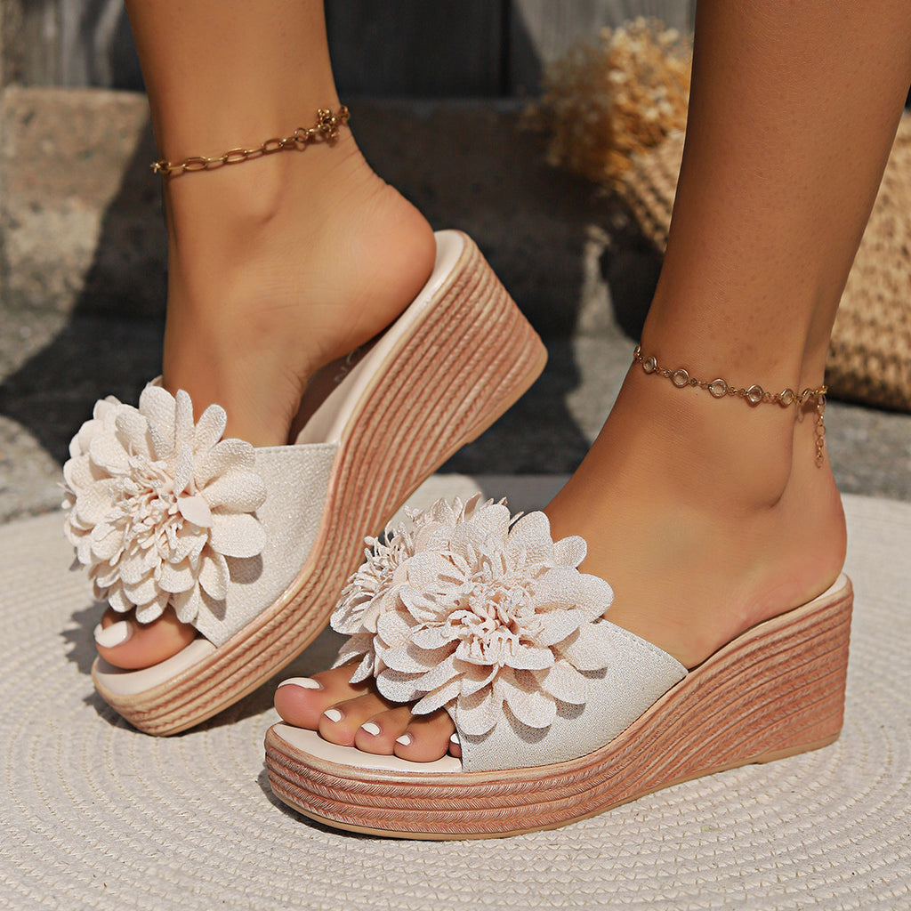 Flower Design Wedge Sandals Female