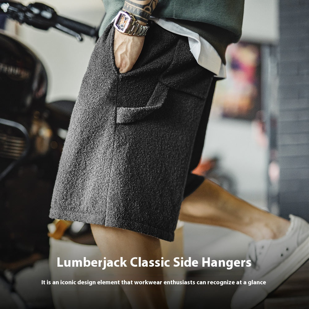 American-style Heavy Gray Loose Profile Straight Breathable Shorts