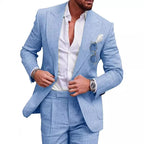 Men's Large Single Row One Button Solid Color Suit Two-piece Set