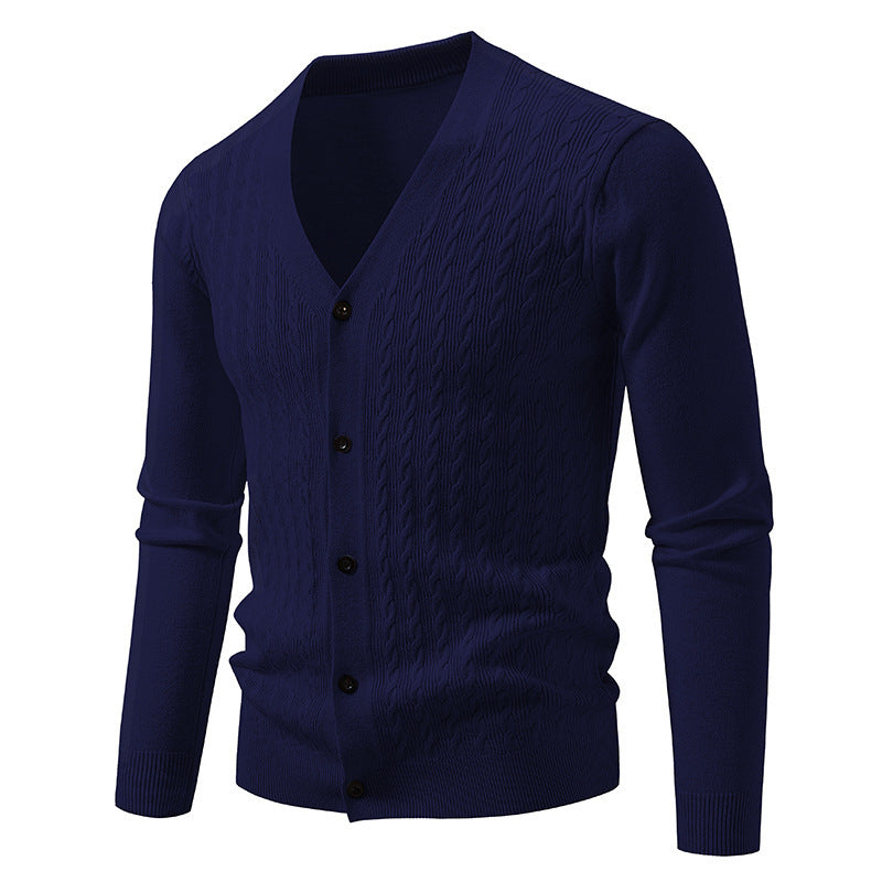 Men's Brocade Sweater Korean Style Trendy Casual Loose And Handsome V-neck Knitted Cardigan Coat