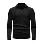 Men's Knitwear Half Zipped Stand Collar Striped Sweater