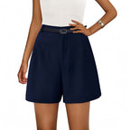 Elastic High Waist Wide Leg Casual Shorts