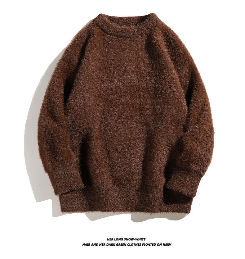 Autumn Solid Color Faux Mink Knit Sweater