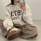 New Student Loose And Idle Letters Hooded Fleece Lined Sweater