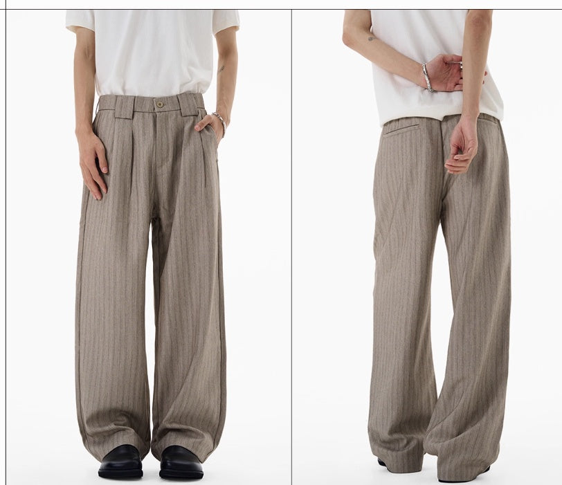 Striped Texture Casual Pants Old Money Style Suit Pants