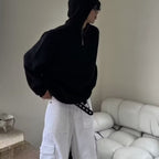 Retro Half Zipper Hooded Sweater Men's Lazy Knitted Cardigan Jacket