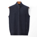 Pure Color Warm Keeping Zipper Knitted Men's Thickened Vest Coat