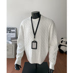 Retro Twist Round Neck Sweater Loose Casual Sweater