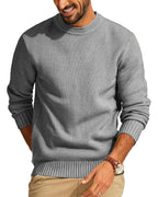 Round Neck Pullover Sweater Men's Waffle Sweater