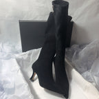 Women's Simple Side Zip High Heel Boots