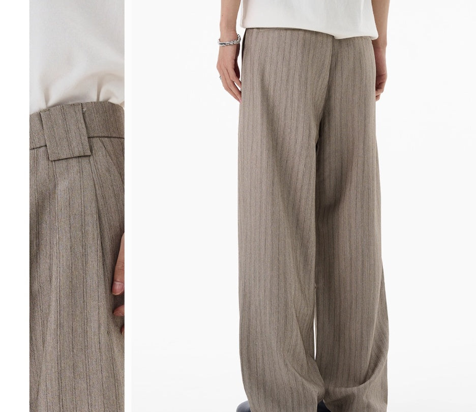 Striped Texture Casual Pants Old Money Style Suit Pants