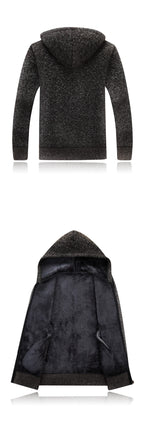 Solid Color With Fur Thickening Cardigan Cotton Knitwear Youth Coat Hooded