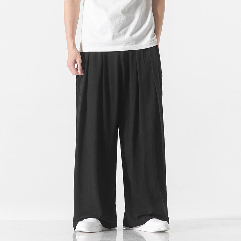 Linen Pants Men's Straight Casual Trousers