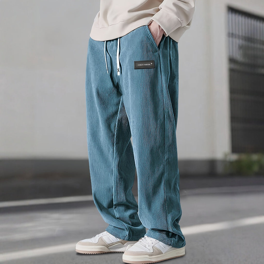 Fashionable European-style American-style Draping Straight Corduroy Trousers