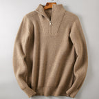 Soft Knit Fabric Men's Half-zip Sweater Solid Color Youth Knitwear