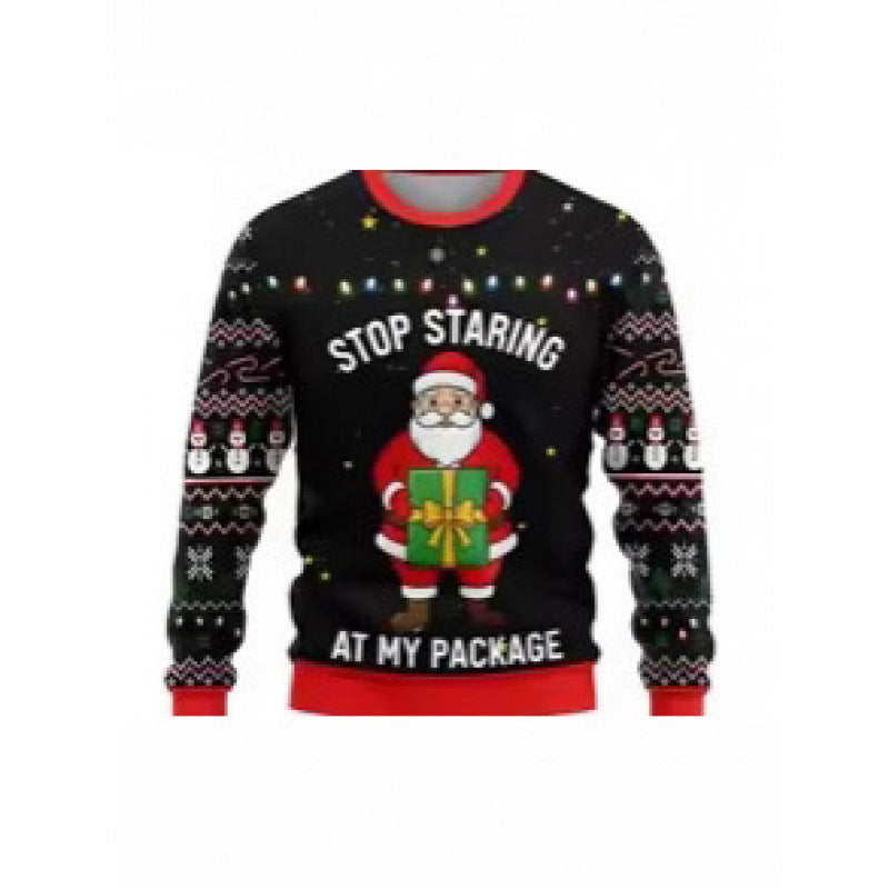 Printed Long Sleeve Round Neck Christmas Top