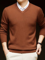 Woolen Sweater Men's Casual Thin V-neck Sweater