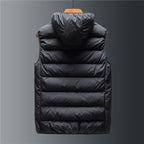 Men's Down Cotton Loose Waistcoat Hooded Stand Collar Short Vest